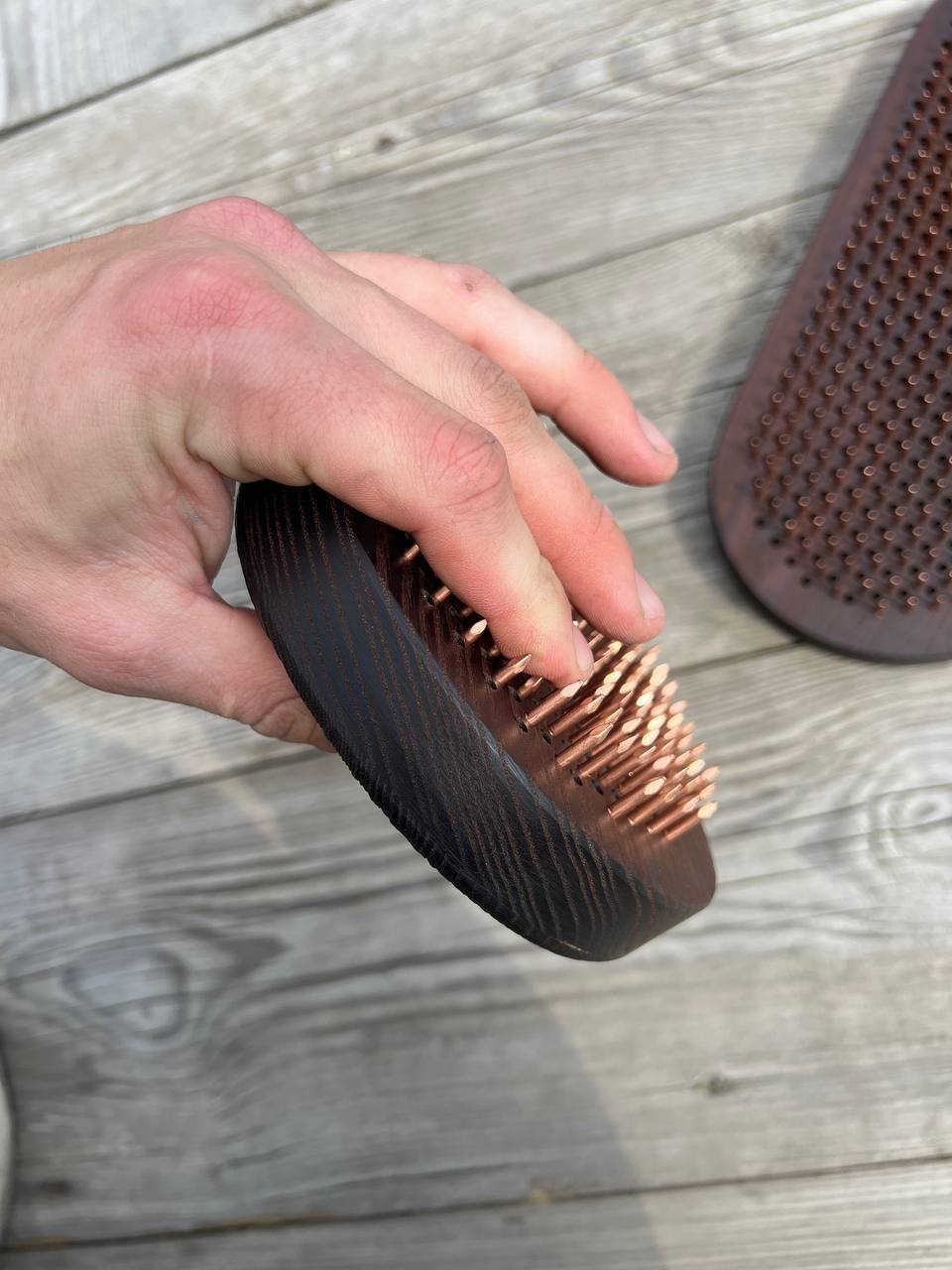 Premium Thermo Ash Sadhu Board - Fish Engraving with Dynamic Copper Nails (Beginner)