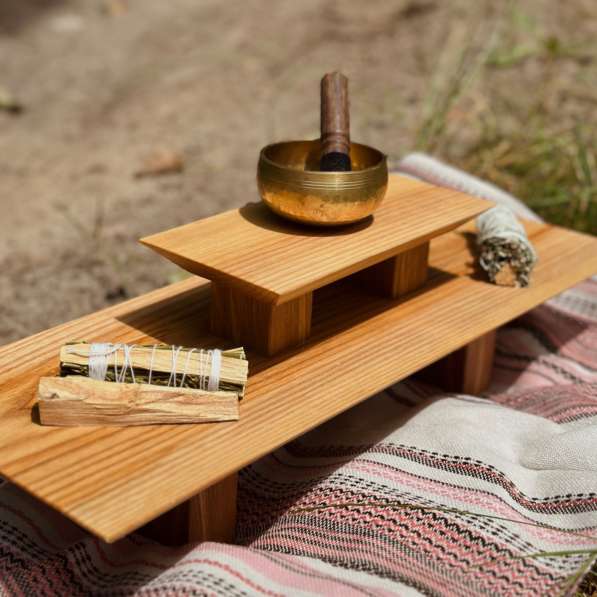 Altar table, Yoga Studio Decor, Meditation altar, Sustainable wood, Japanese Stacking Meditation, Zen Prayer Puja Table, Buddhist Shrine