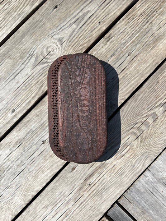 Premium Thermo Ash Sadhu Board - Mandala&Chakras with Static Copper Nails (Beginner)