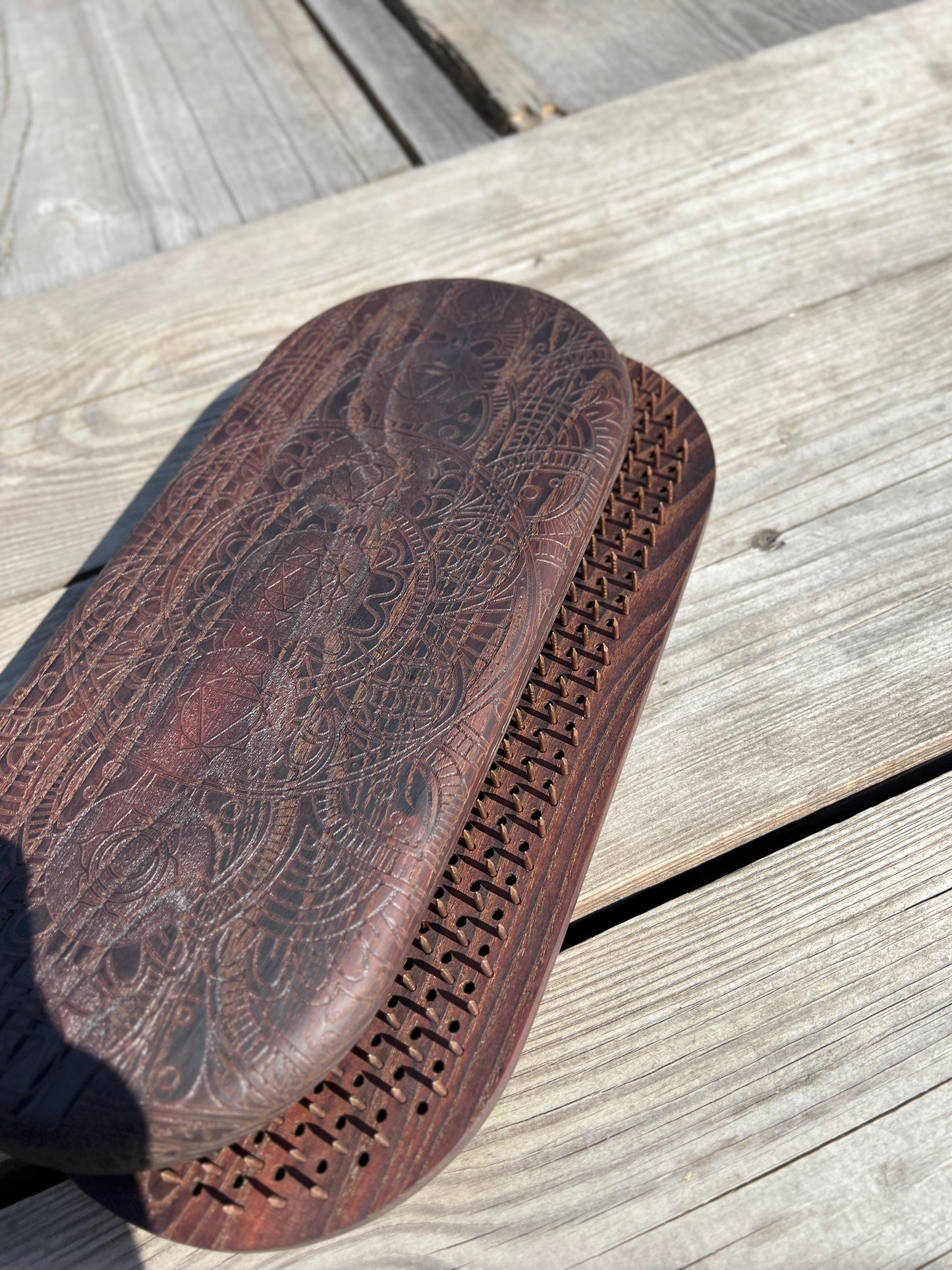 Premium Thermo Ash Sadhu Board - Mandala&Chakras with Static Copper Nails (Beginner)