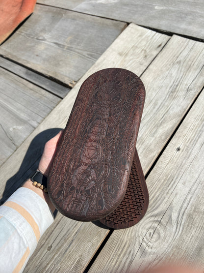 Premium Thermo Ash Sadhu Board - Mandala&Chakras with Static Copper Nails (Beginner)