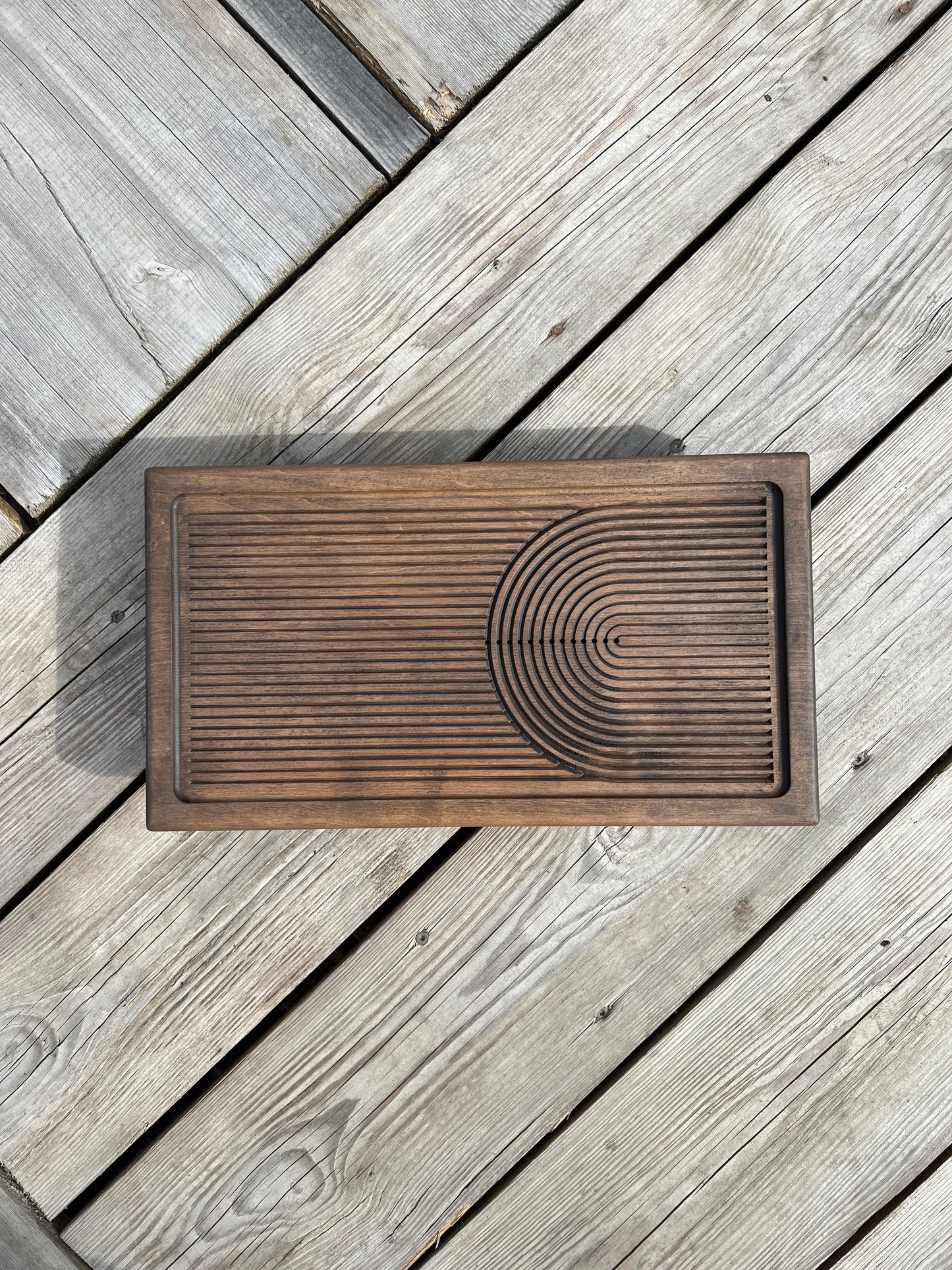 Alnus (Alder) Tea Ceremony Table 25×45 cm – “Zen Ripple” Carving & Custom Sizing