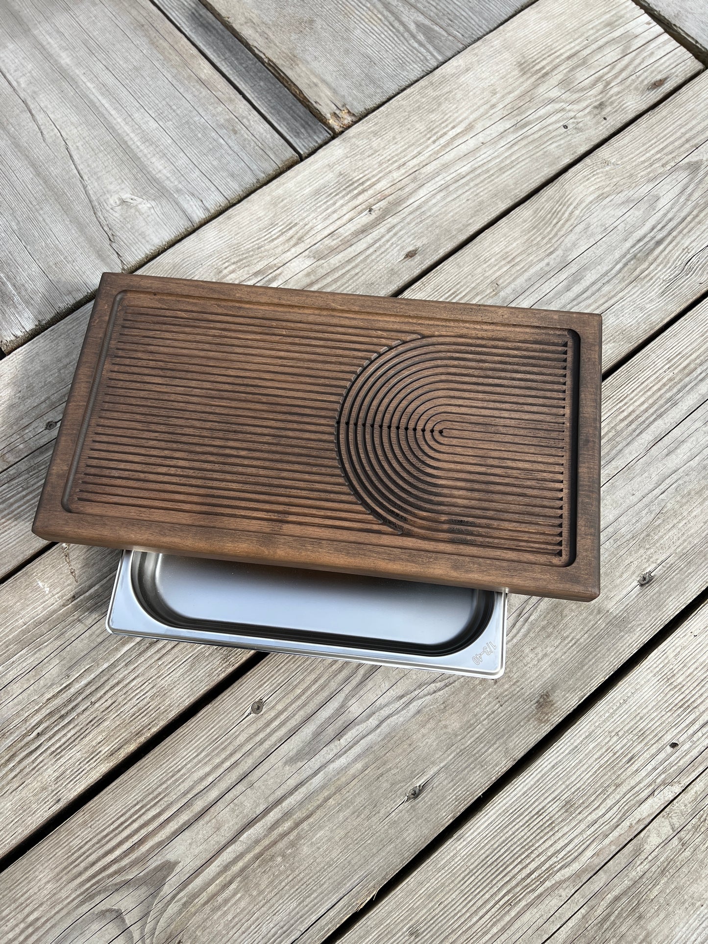 Alnus (Alder) Tea Ceremony Table 25×45 cm – “Zen Ripple” Carving & Custom Sizing
