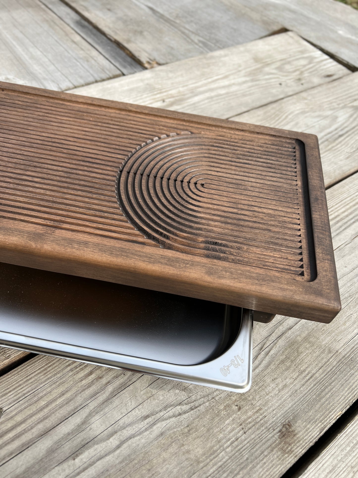 Alnus (Alder) Tea Ceremony Table 25×45 cm – “Zen Ripple” Carving & Custom Sizing