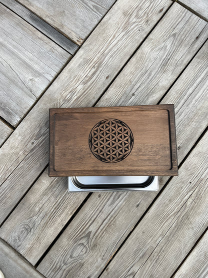 Alder Chaban Tea Table with "Flower of Life" Carving | Artisan Tea Ceremony Tray