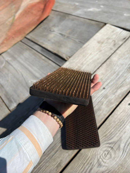 Premium Thermo Ash Sadhu Board - Flower of Life Engraving with Static Copper Nails (Beginner)