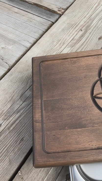 Alder Chaban Tea Table with "Flower of Life" Carving | Handcrafted Tea Ceremony Tray