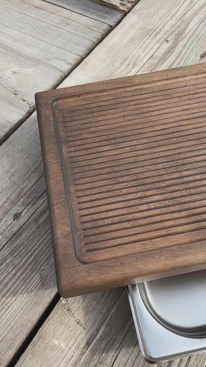 Alnus (Alder) Tea Ceremony Table 25×45 cm – “Zen Ripple” Carving & Custom Sizing